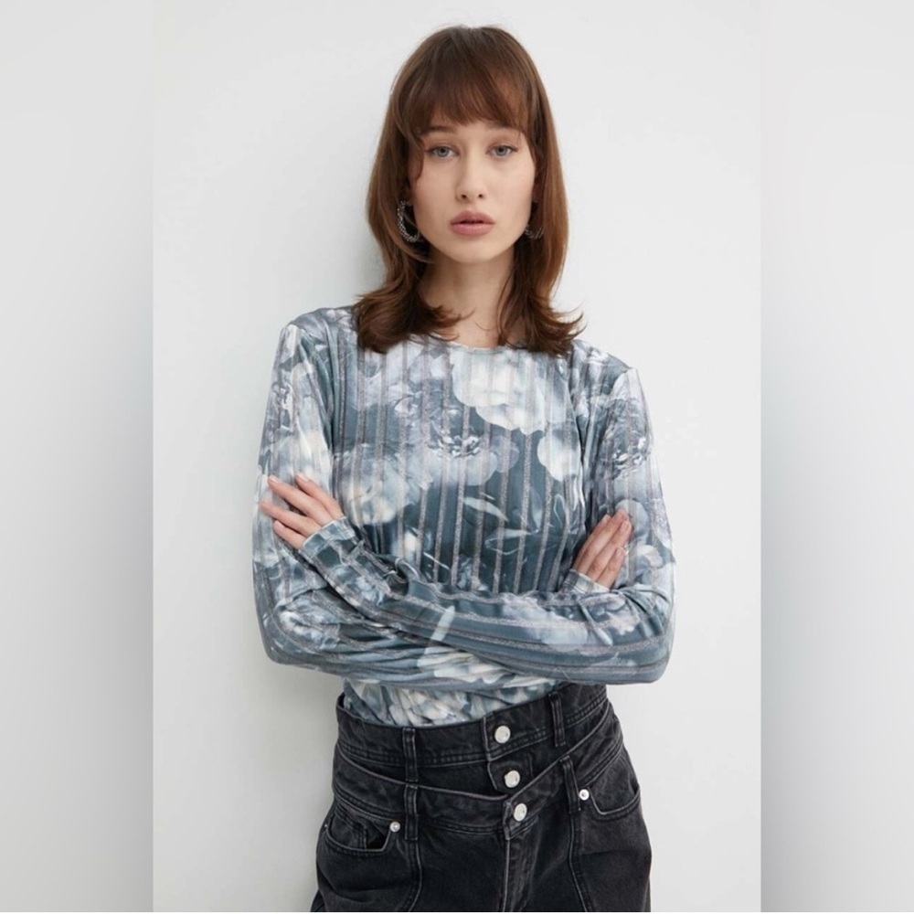 STINE GOYA VANESSA BLOUS METALIZED PEONIES Size XS